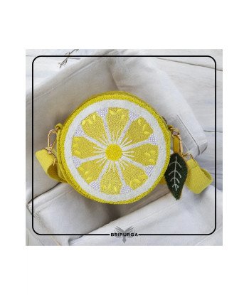Limon Desenli Süet Omuz Çantası