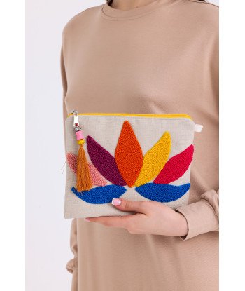 Bripurga Özel Nakış Clutch- El Çantası- Özel Nakışlı Desenli Punch- Pamuk El Çantası